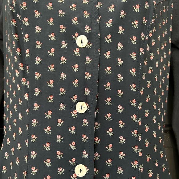 Womens Guess Navy Prairie Maxi Floral Dress Sz 5 Charming Romantic Cottagecore - Picture 3 of 12